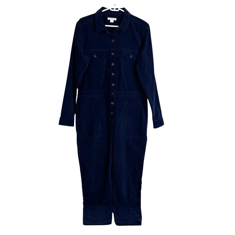 Outerknown Lou Jumpsuit Womens Medium Corduroy Button Up Long Sleeve Pants Crop